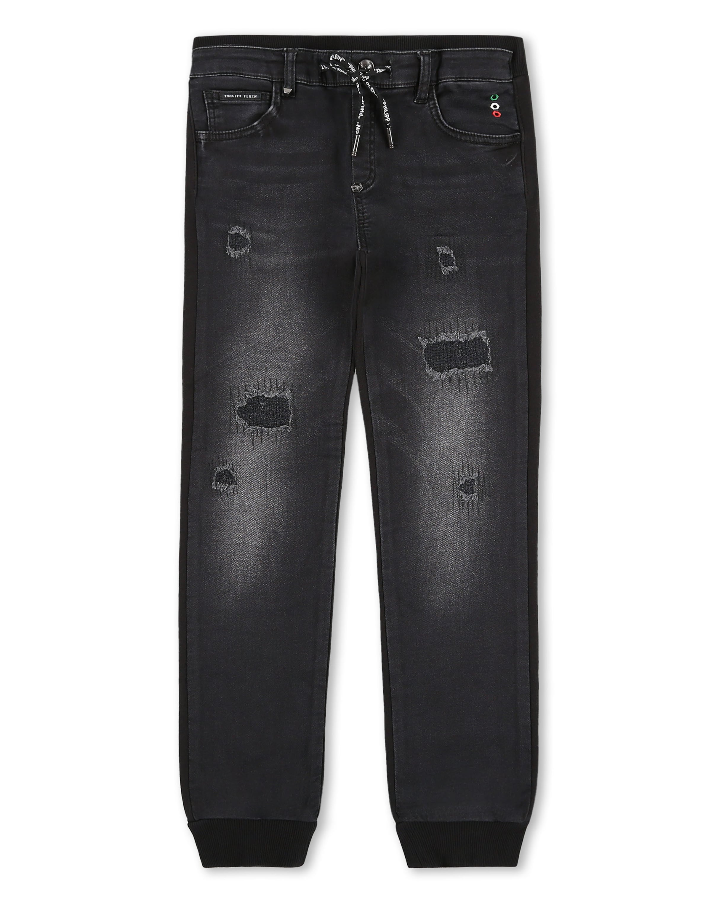 Philipp Plein - Calças de ganga em preto: frente