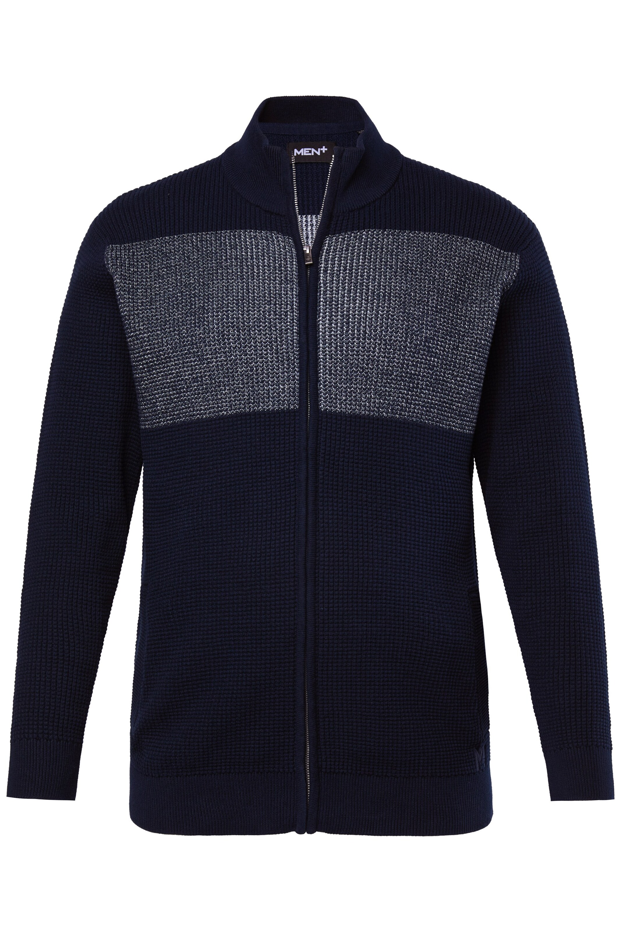 Men Plus Strickjacke in Blau: Vorderseite