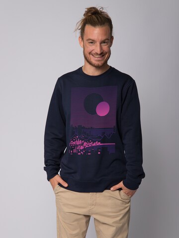 Felpa ' Sun and Moon Skyline ' di Watapparel in blu: frontale