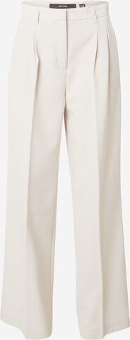 VERO MODA Wide leg Bandplooibroek 'TROIAN' in Beige: voorkant