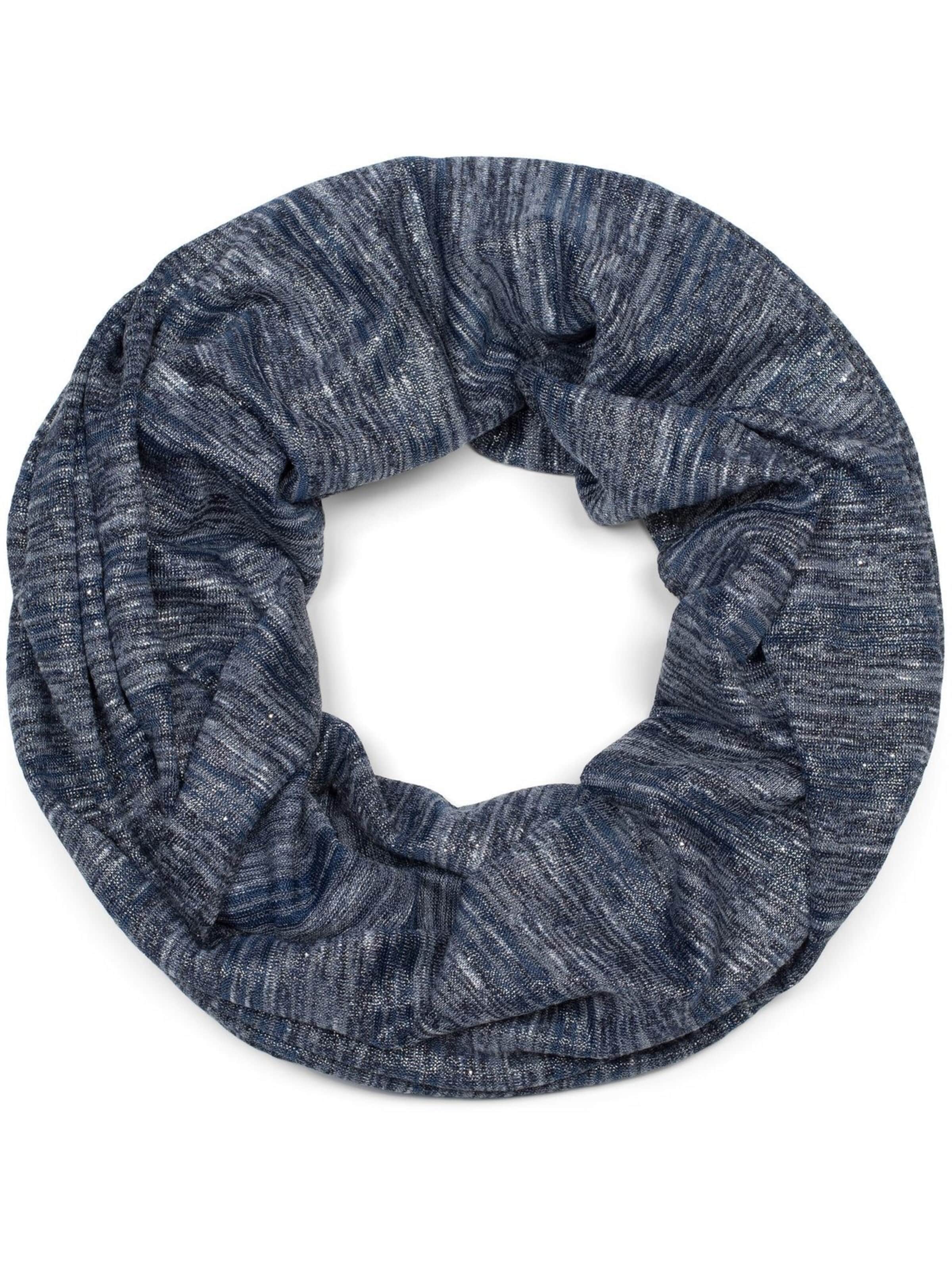 styleBREAKER Schlauchschal 'Loop Schal mit Glitzerfaden und kleinen Pailletten'‌‌‌ in Blau: Vorderseite