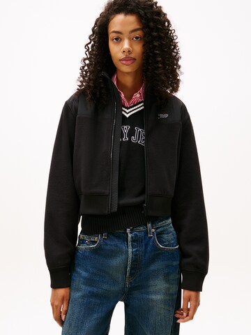 Tommy Jeans Fleece jas in Zwart: voorkant