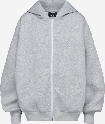 ABOUT YOU x VIAM Studio Sweat jacket 'No Limit' in Grey: front