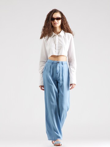 JDY Wide leg Pleat-Front Pants 'JASPER' in Blue
