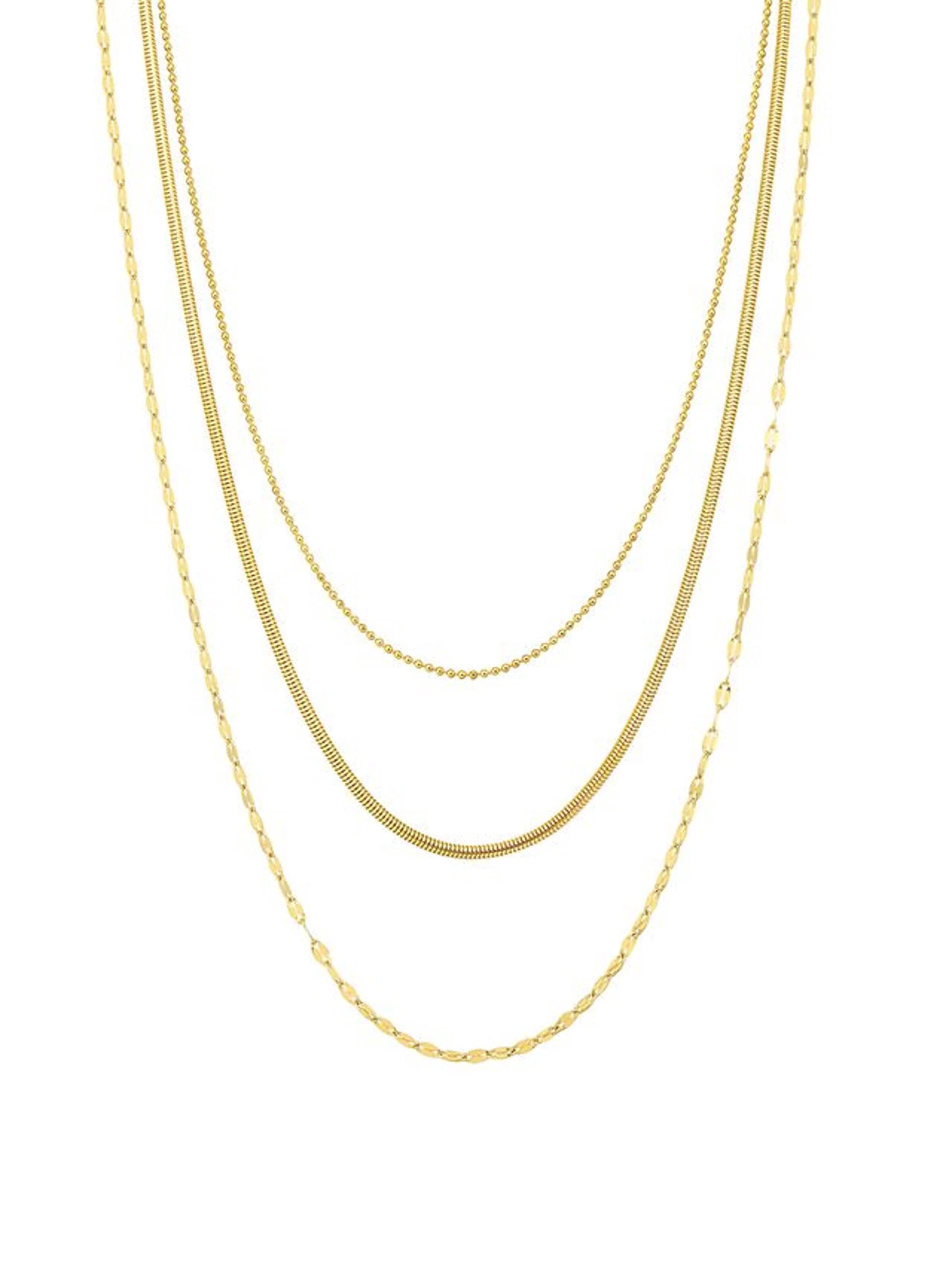 Hey Happiness Ketting 'Fine Triple Layer' in Goud: voorkant