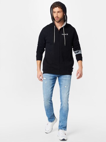 Hurley Athletic Zip-Up Hoodie 'OCEANCARE' in Black