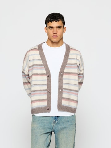 Burocs Knit Cardigan 'Fuzzy V-Neck' in Beige
