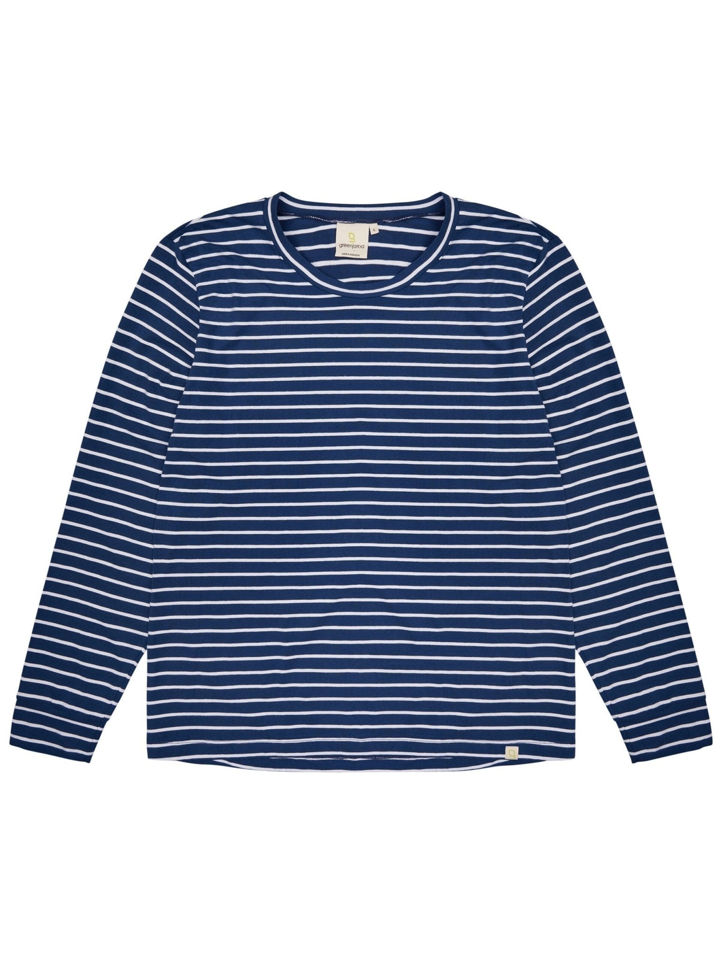 greenjama Long Pajamas 'Ringel' in Blue: front