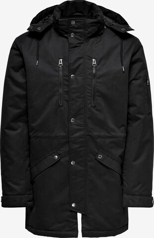 Only & Sons Winterparka 'Klaus' in Zwart: voorkant