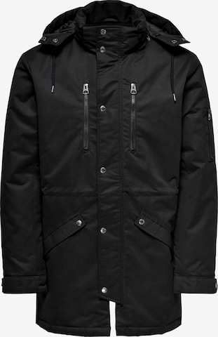 Parka invernale 'Klaus' di Only & Sons in nero: frontale