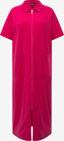 Ulla Popken Long Bathrobe in Pink: front