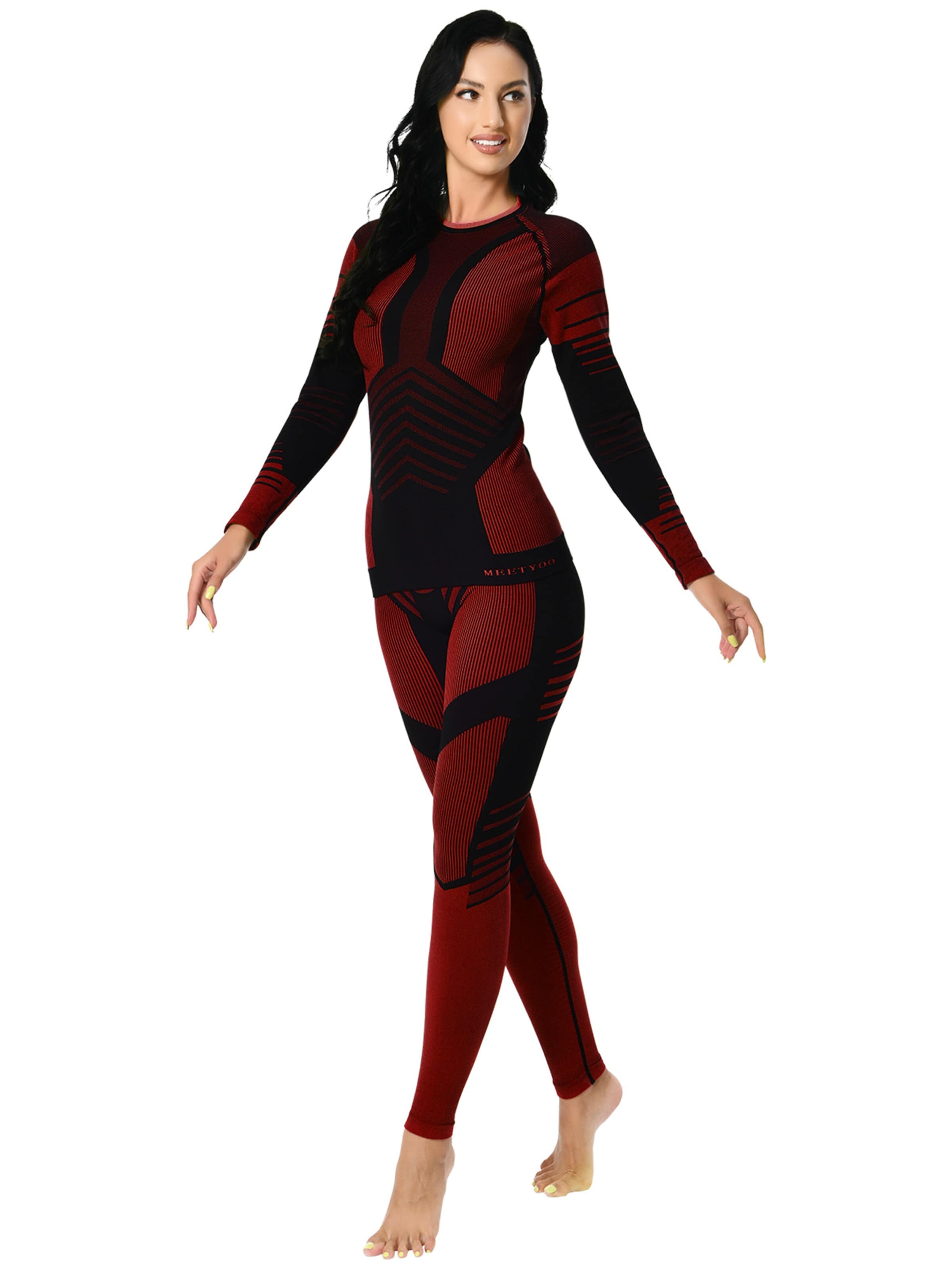 MEETWEE Athletic Bodysuit 'Ski Base Layer for Skiing and Running' in Red: front