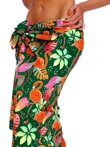 King Kameha - Toalla de playa 'Funky Flamingos' en verde