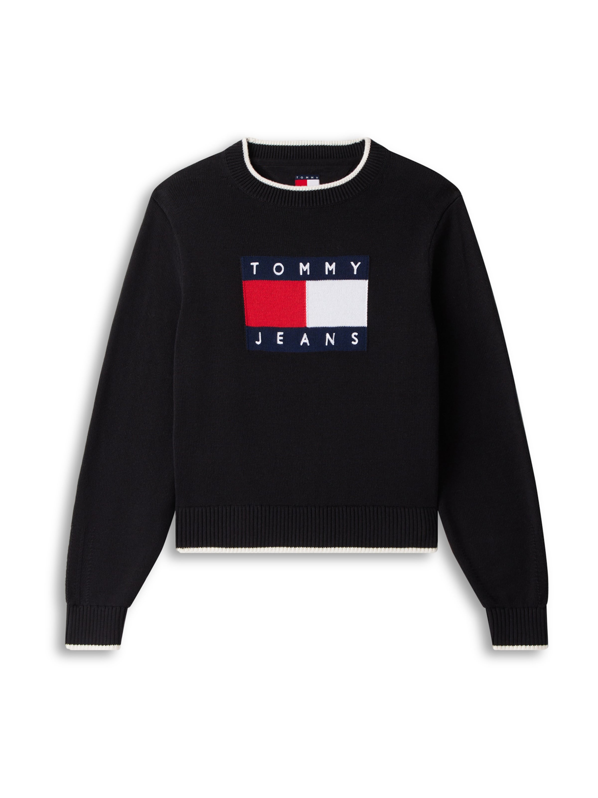 Tommy Jeans Sweater in Black: front