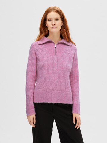 Pull-over 'Lulu Mika' SELECTED FEMME en rose : devant