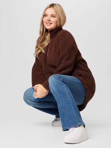 PIECES Curve Sweater 'FERNA' in Brown