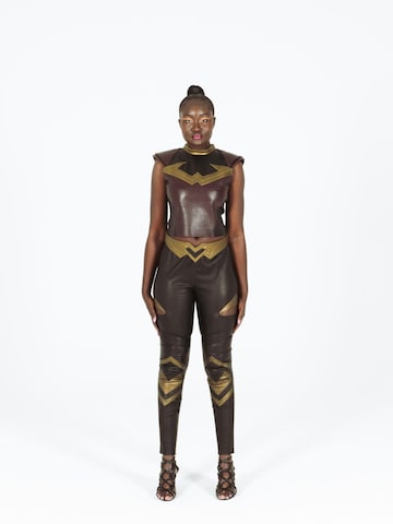 Coupe slim Pantalon folklorique 'Amazonian Gold Belt – Pantalon' Vibranyum en noir