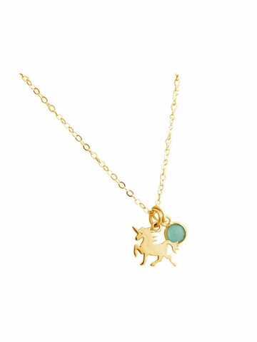 Gemshine Ketting 'Einhorn und Chalcedon Edelstein' in Goud: voorkant