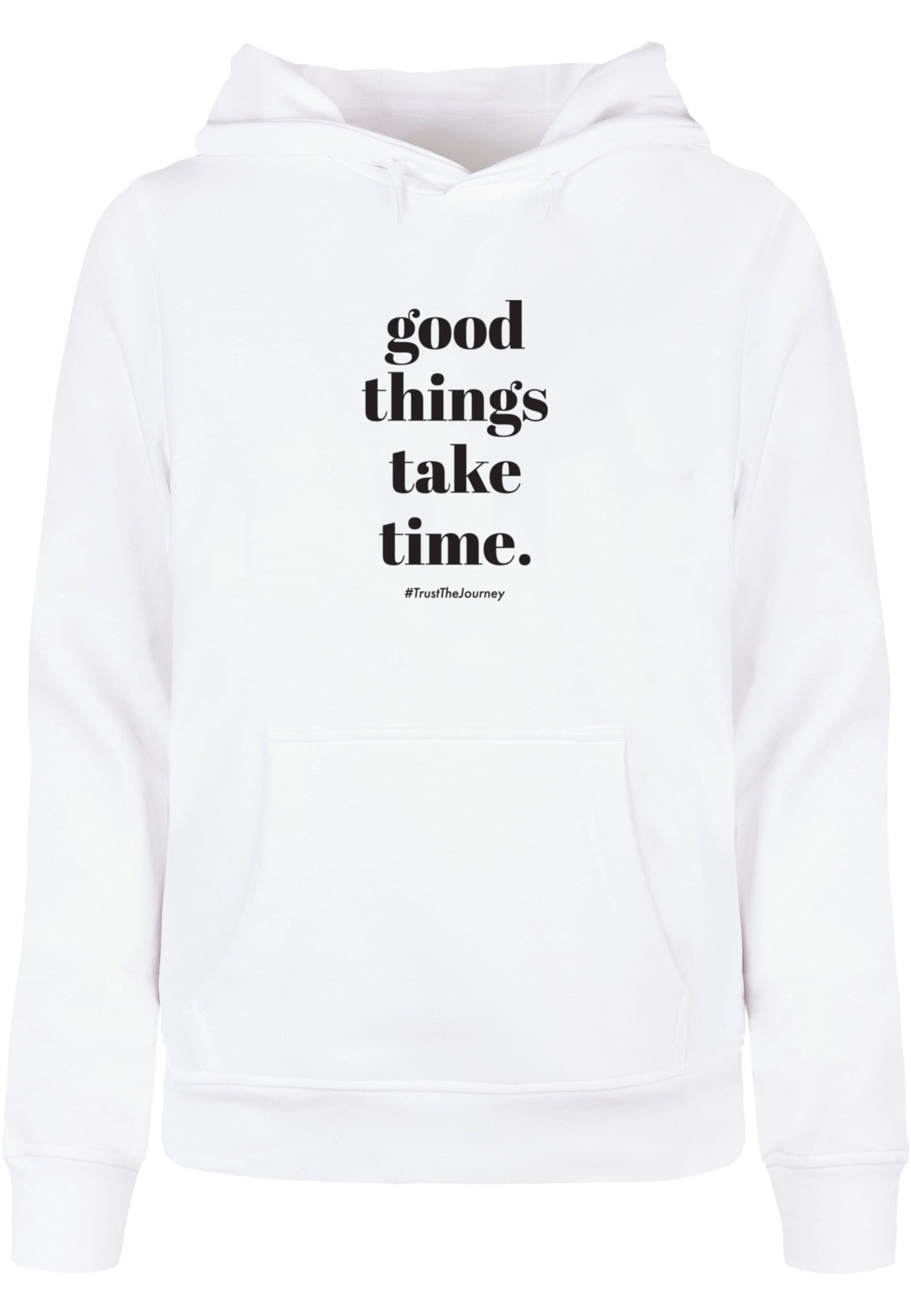 Merchcode - Sweatshirt 'Good Things Take Time' em branco: frente