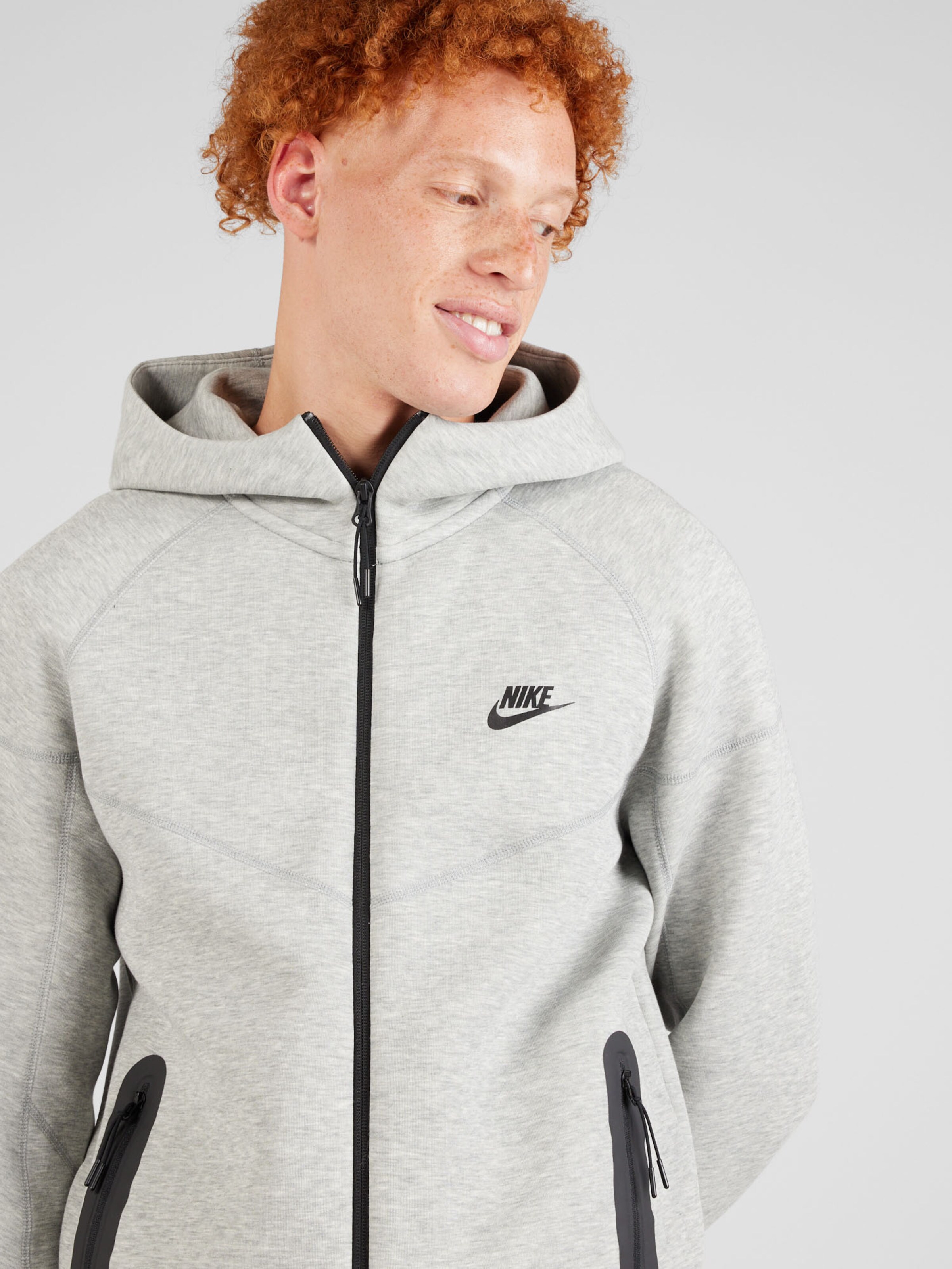 Nike Sportswear Zip Up Hoodie TCH FLC in Mottled Grey ABOUT YOU