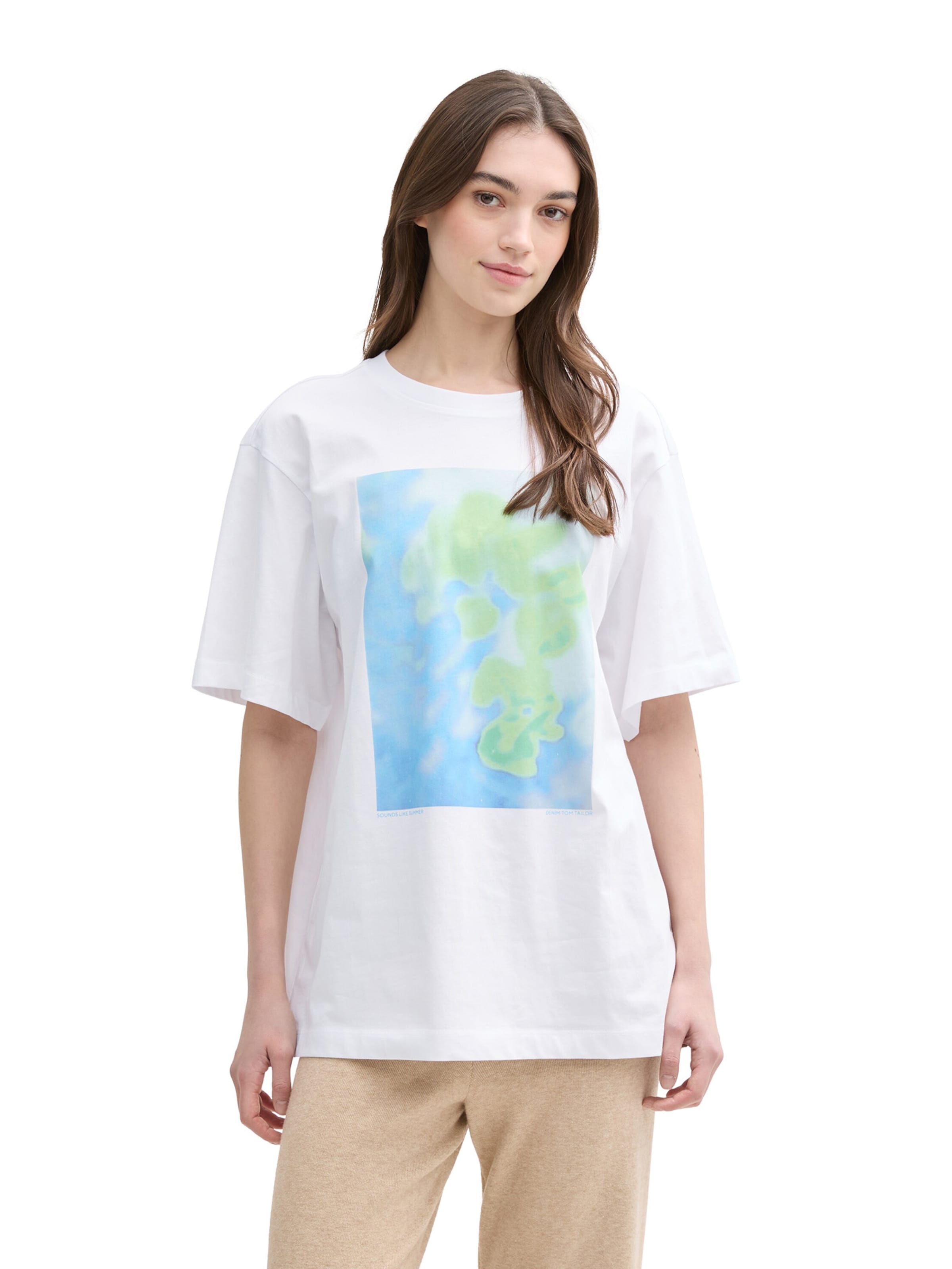 Tricou de la TOM TAILOR DENIM pe alb: față