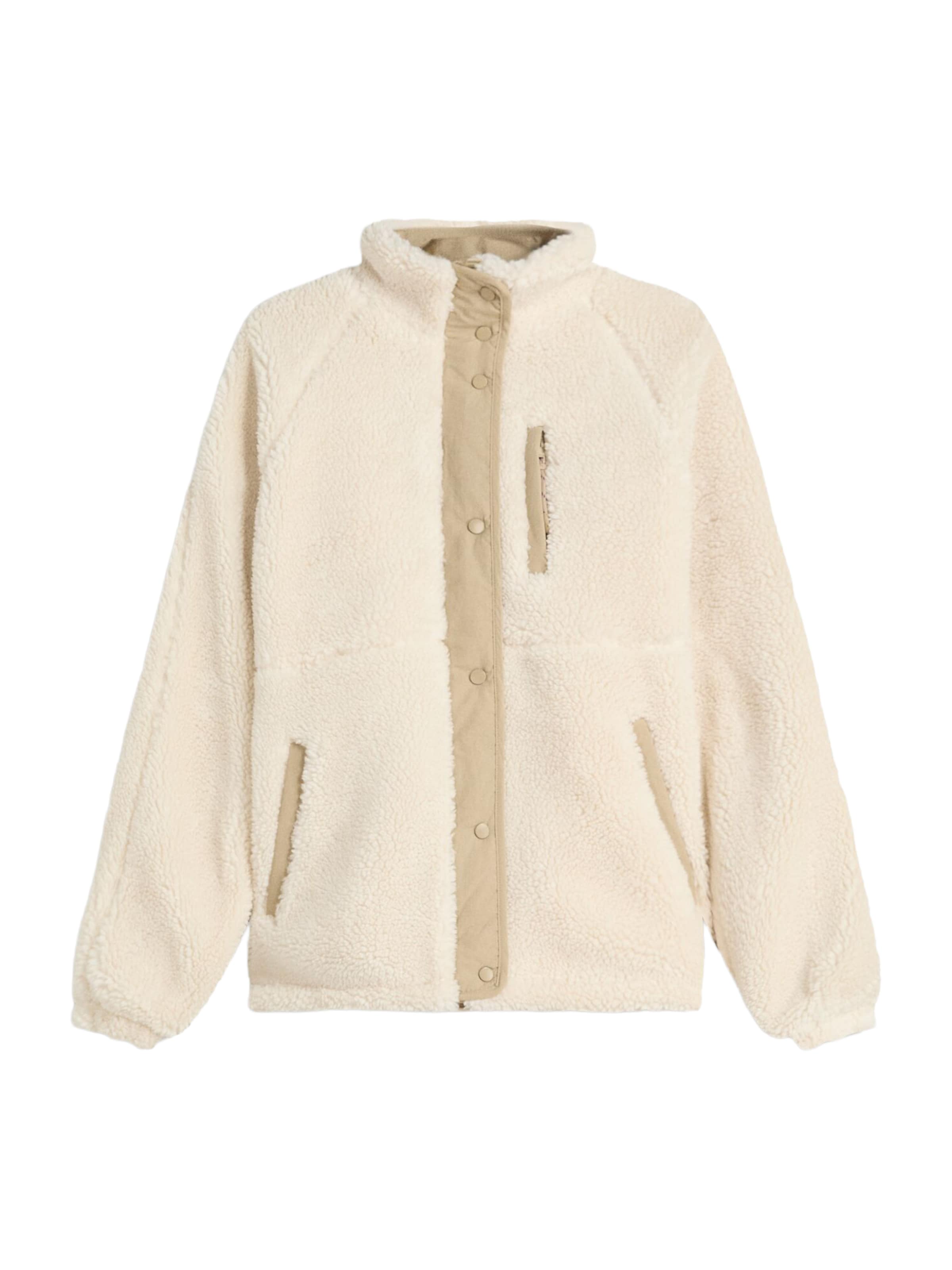 Bershka Fleecová mikina – béžová: přední strana