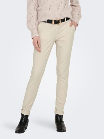 ONLY Slimfit Lærredsbukser i beige: forside