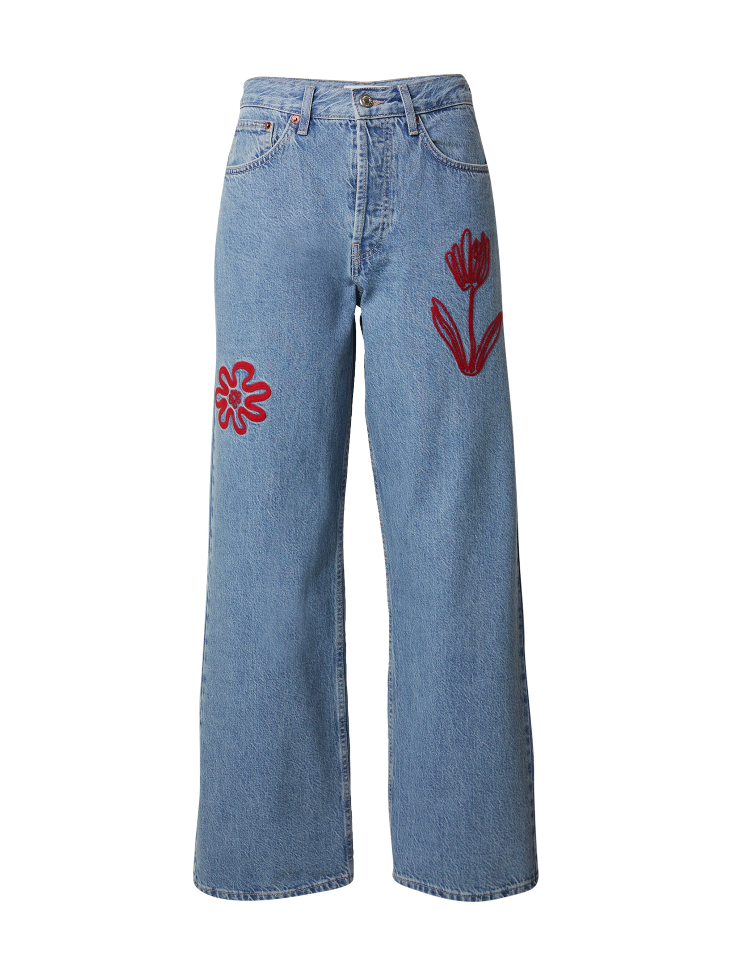 TOPSHOP Wide leg Jeans i blå: framsida