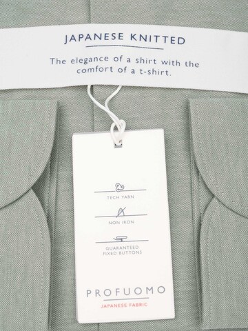Profuomo Slim fit Button Up Shirt 'Japanese Knitted' in Green