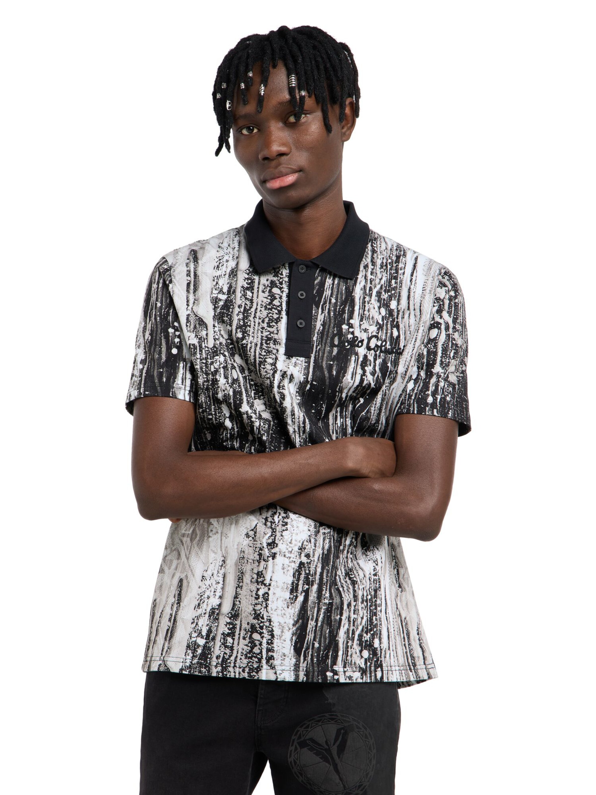 Carlo Colucci Poloshirt 'Fascella' in Schwarz: Vorderseite