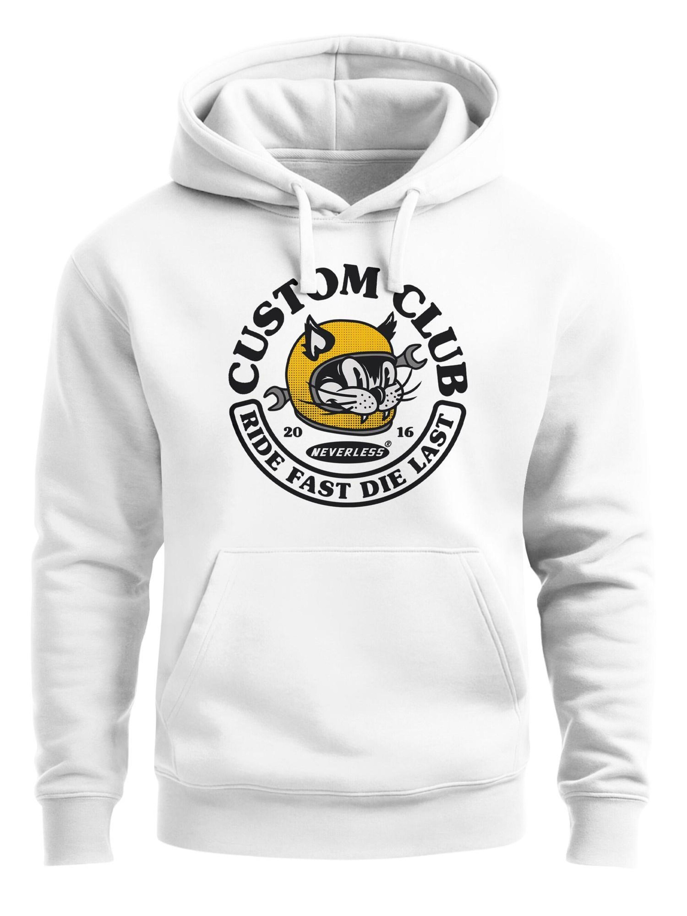 Neverless Sweatshirt 'Racing Cat' in White: front