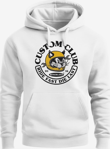 Neverless Sweatshirt 'Racing Cat' in Weiß: Vorderseite