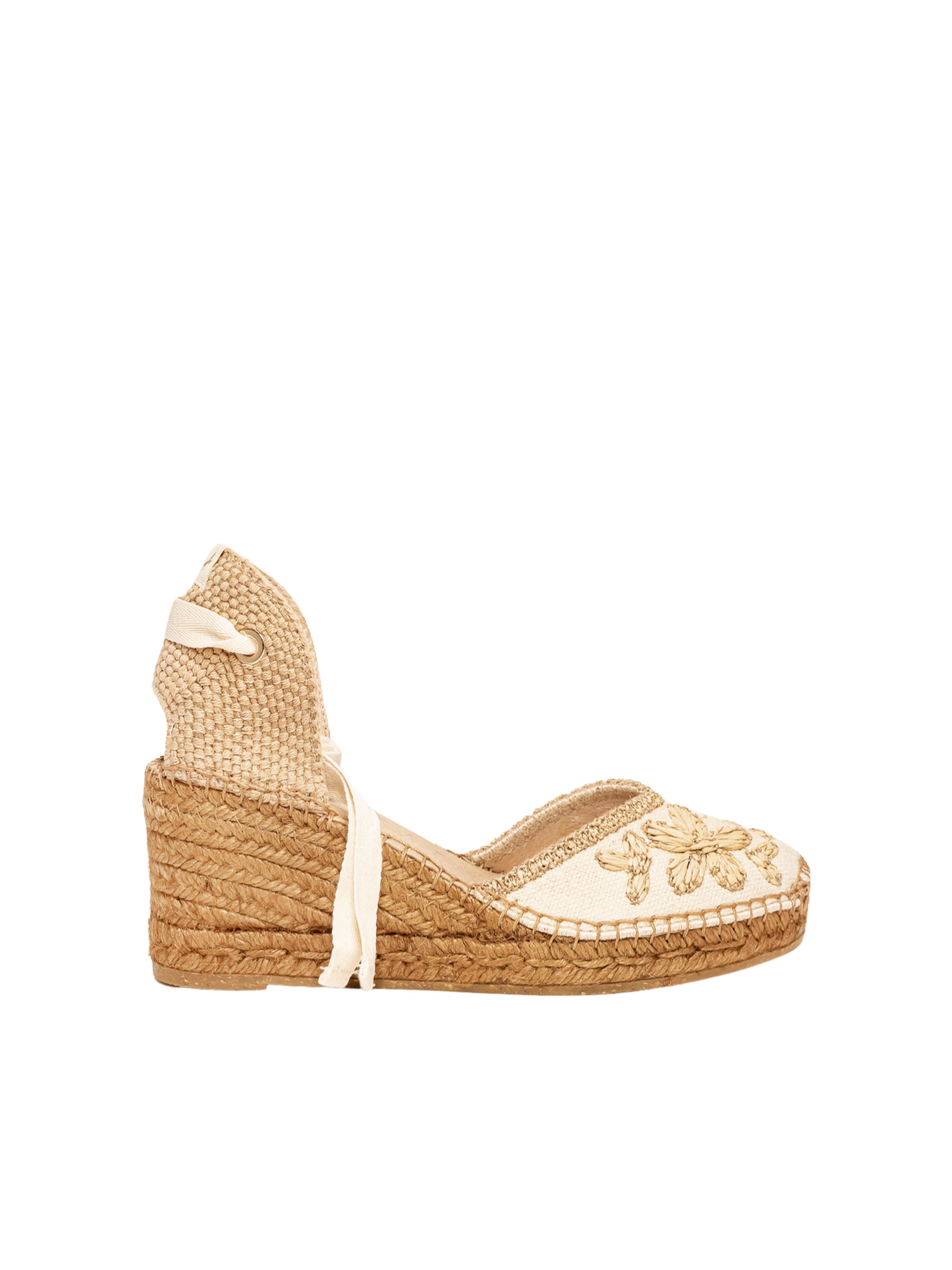 Sandalo 'Alpargata Cuña 7 cm' di Alhamas in beige: frontale