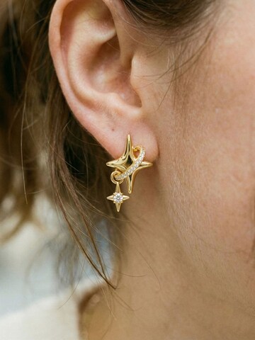 Nemomatheo Earrings 'Sternenzauber – Doppelstern mit Kristall' in Gold
