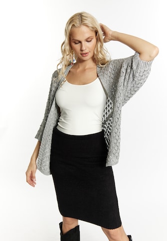 IZIA Knit Cardigan in Silver: front