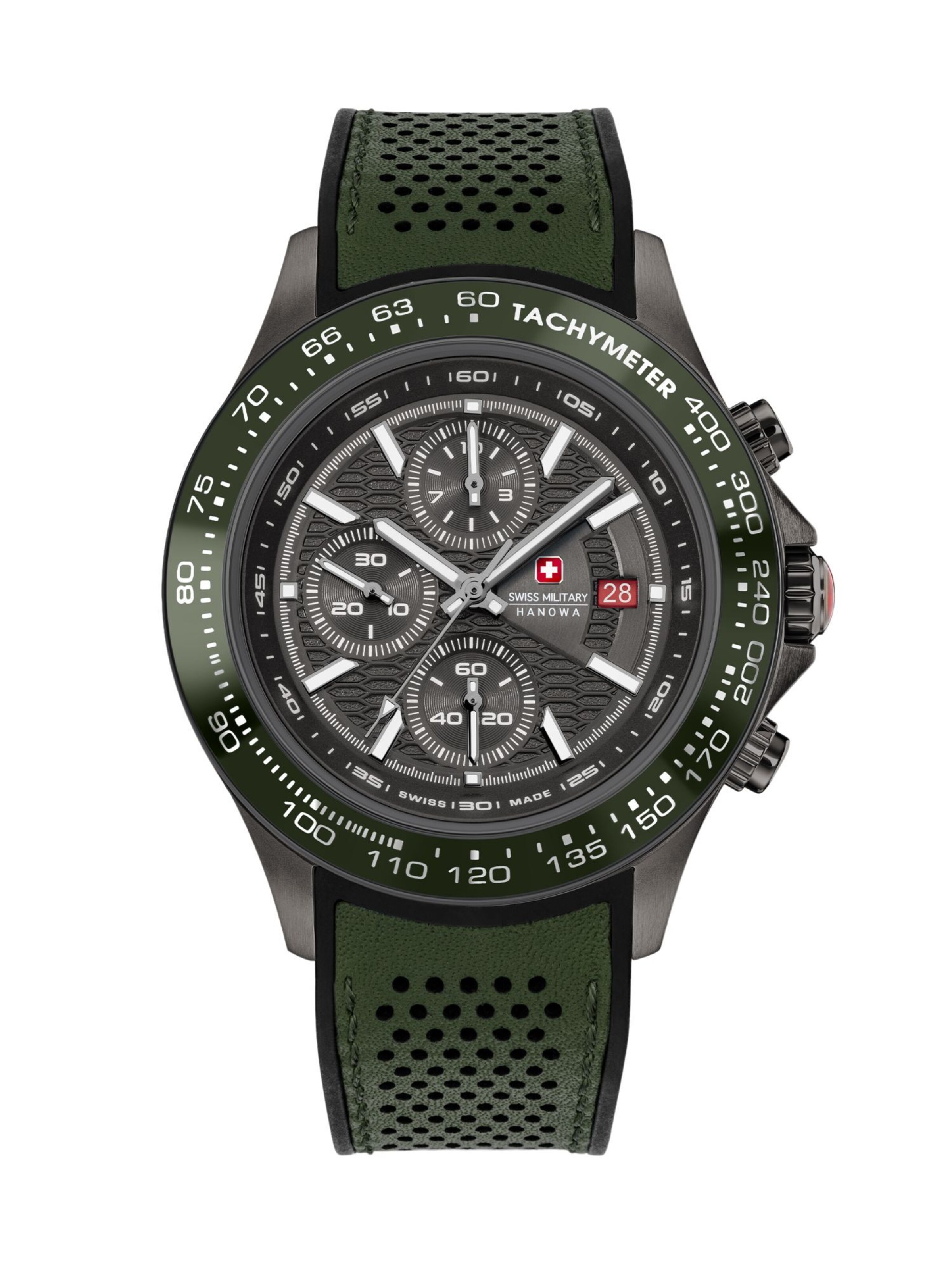SWISS MILITARY HANOWA Analoog horloge 'Watchman' in Groen: voorkant