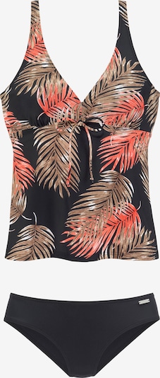 Costum de baie Tankini LASCANA pe maro deschis / portocaliu caisă / roșu orange / negru / alb, Vizualizare produs