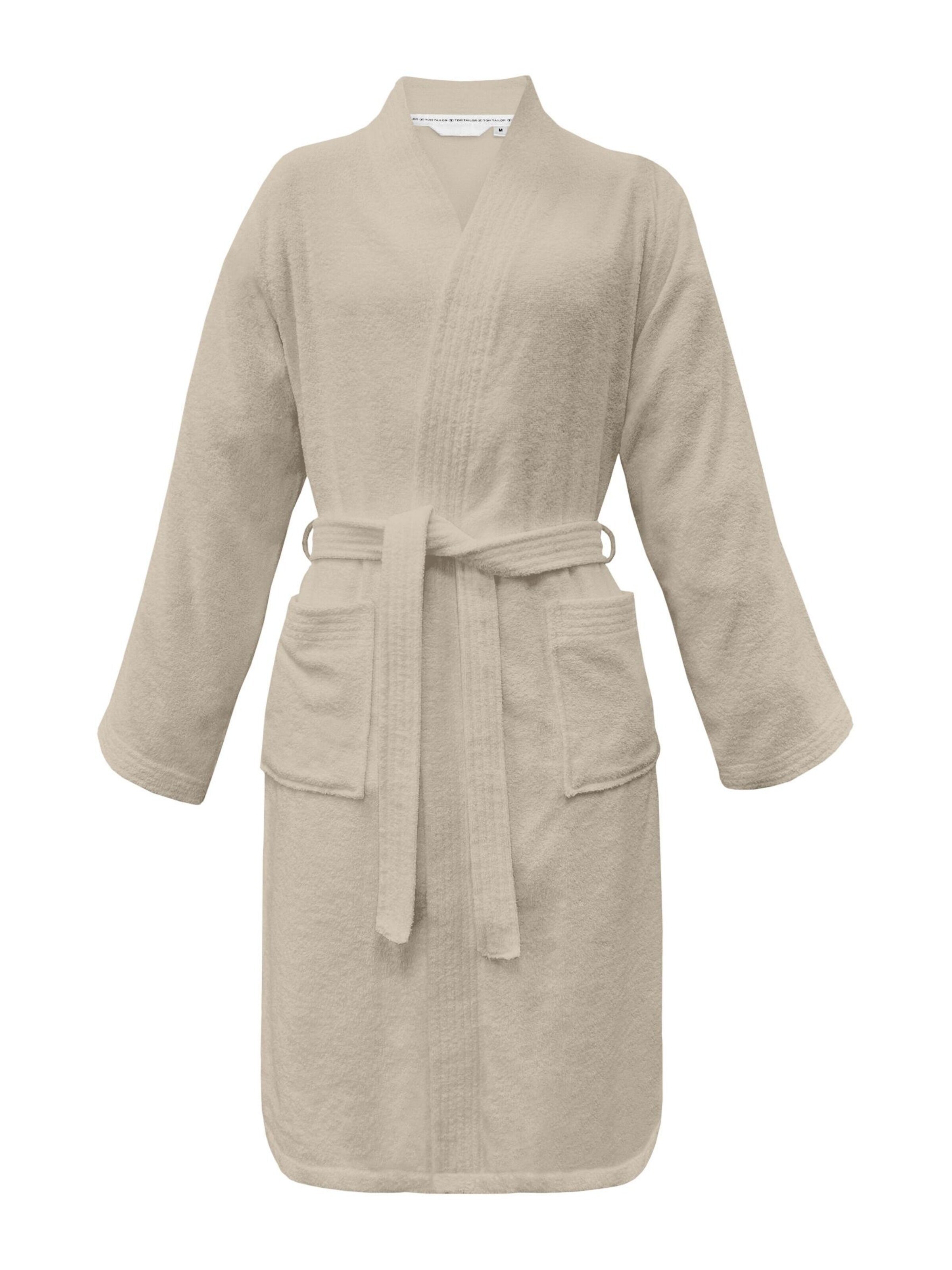 TOM TAILOR Long Bathrobe in Beige: front