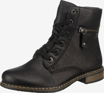 Rieker Lace-Up Ankle Boots in Black: front