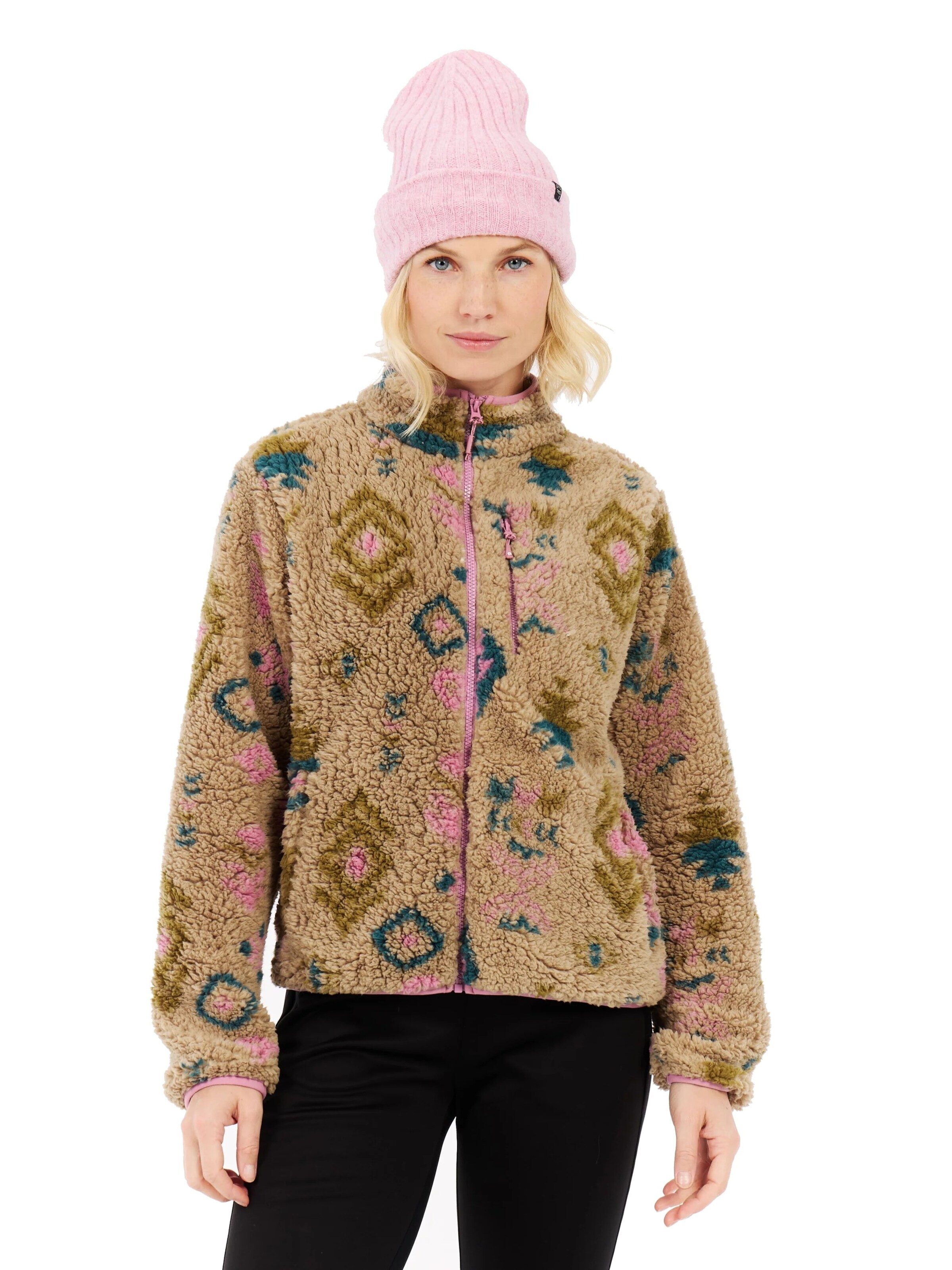 PROTEST Fleece jas 'Adele' in Beige: voorkant