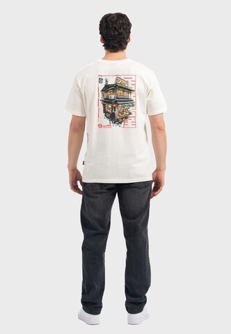 Oldskull Shirt 'Asian Neo Tokyo Floating Izakaya Graphic' in White