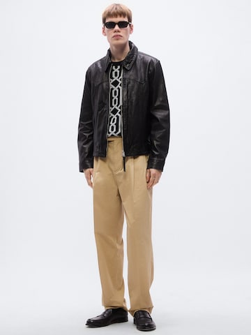 HUGO Ohlapna forma Hlače z naborki 'Celeg261' | bež barva