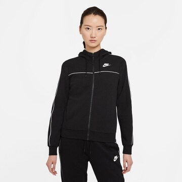 Nike Sportswear Zip-Up Hoodie in Black: front