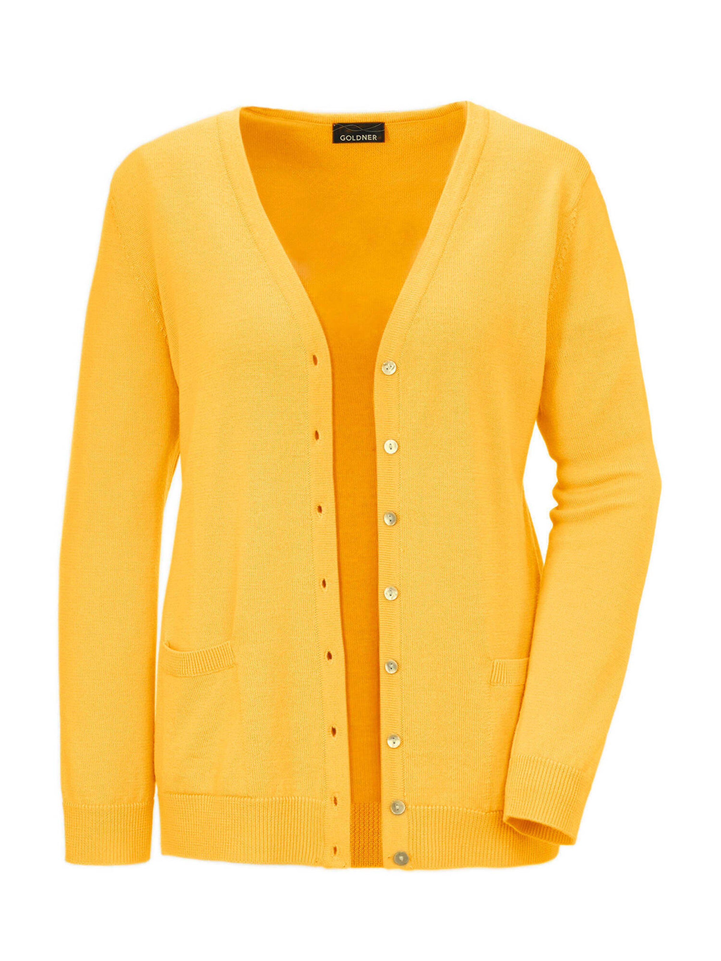 Goldner Cardigan en jaune, Vue avec produit