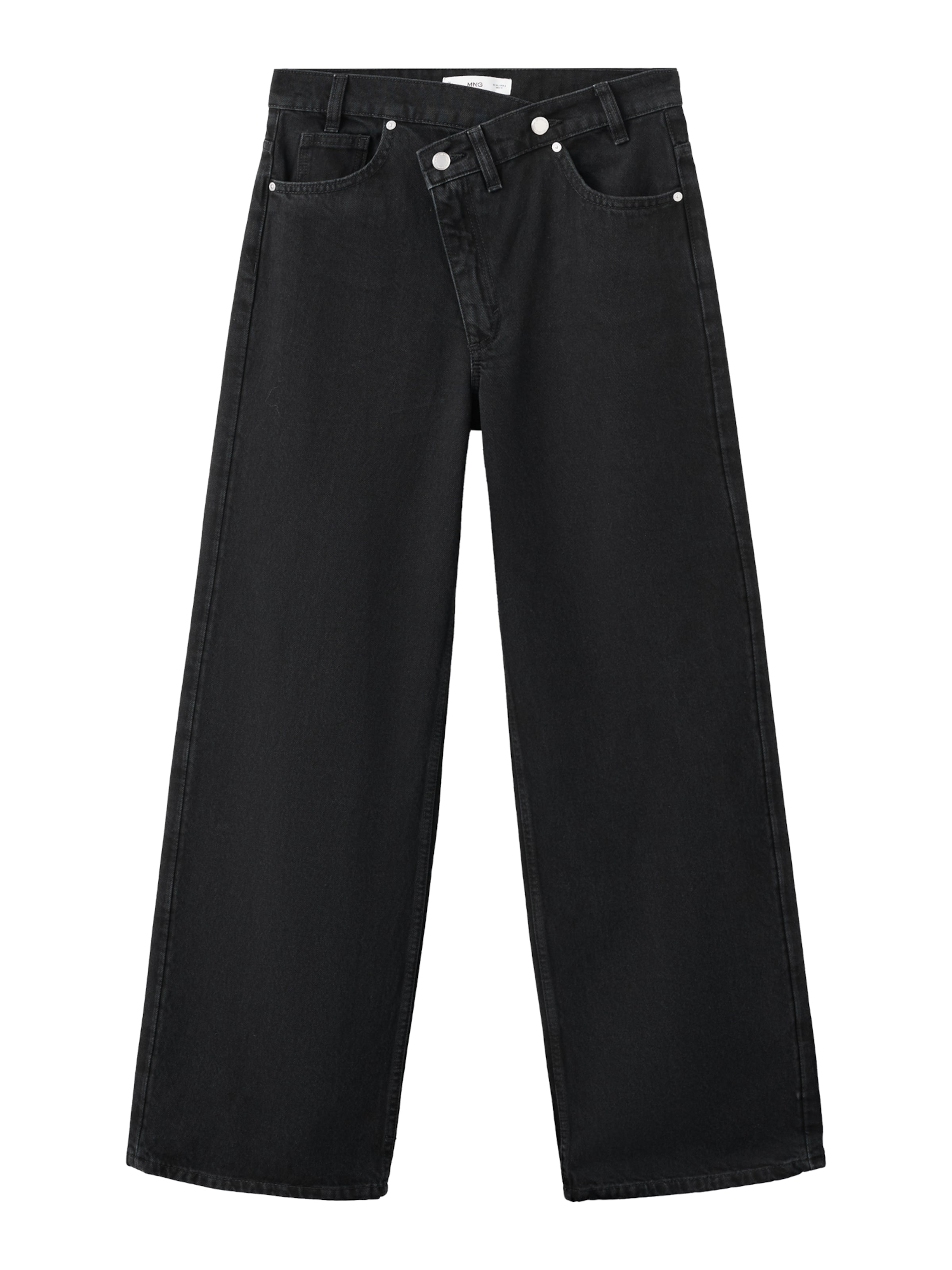 MANGO Široke hlačnice Kavbojke 'Malene' | črna barva: sprednja stran