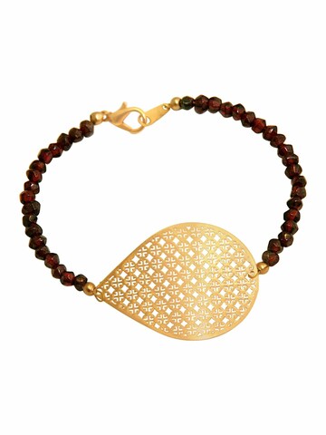 Gemshine Armband 'Yoga Mandala und tiefe Granat Edelsteine' in Goud: voorkant