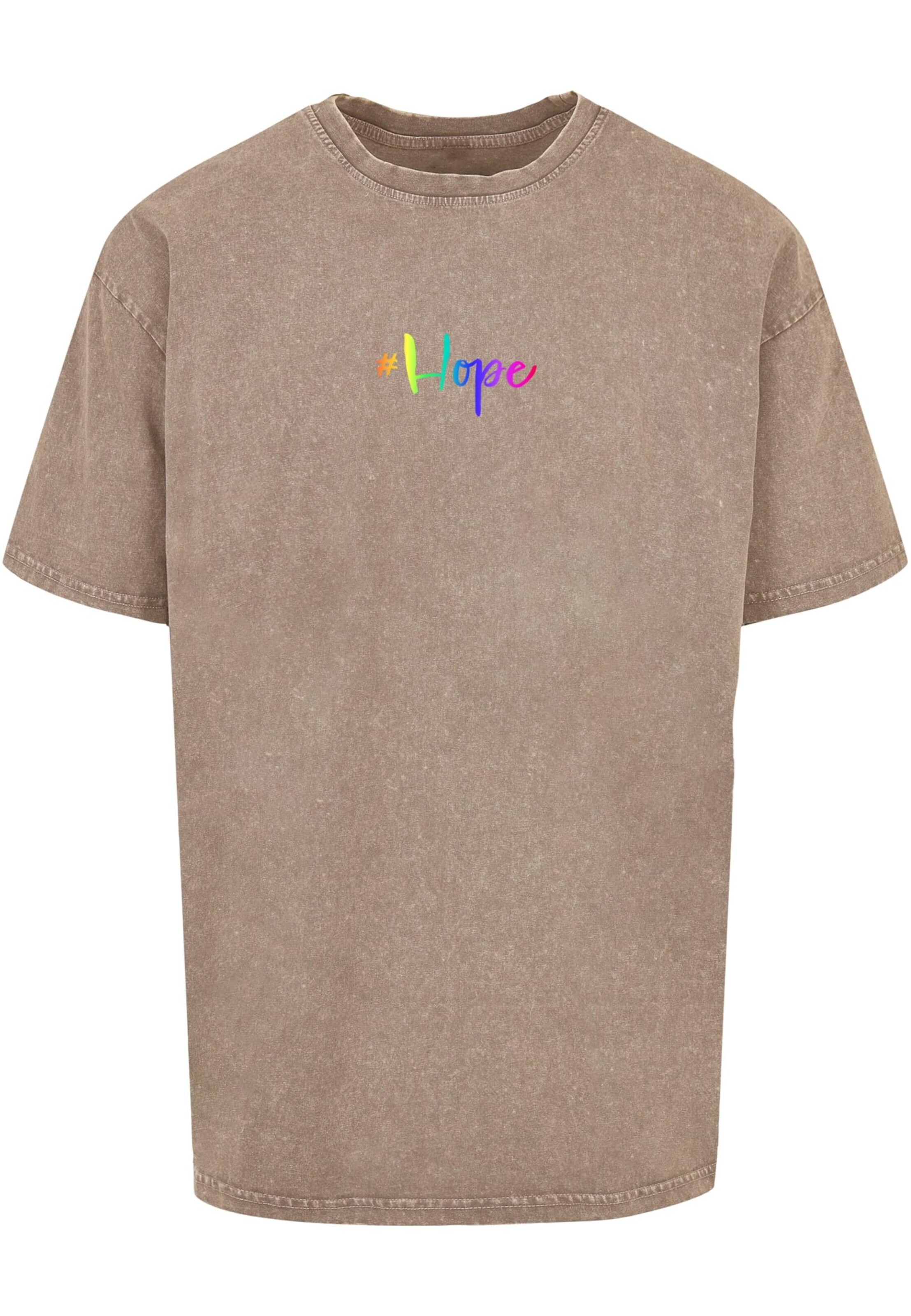 Merchcode T-Shirt 'Hope Rainbow' in Beige: Vorderseite