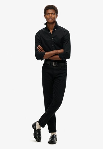 Superdry Slim fit Button Up Shirt 'Essentials Lite' in Black
