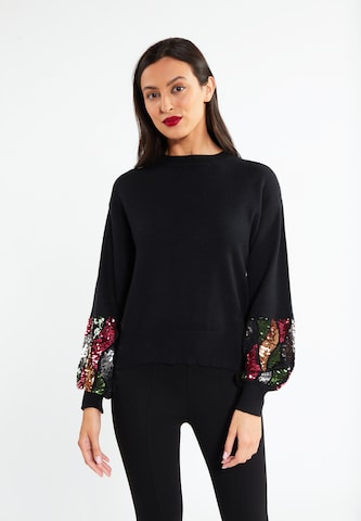 Pull-over 'Caneva' faina en noir : devant