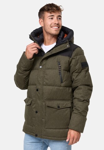 INDICODE JEANS Winterjas 'Krem' in Groen: voorkant